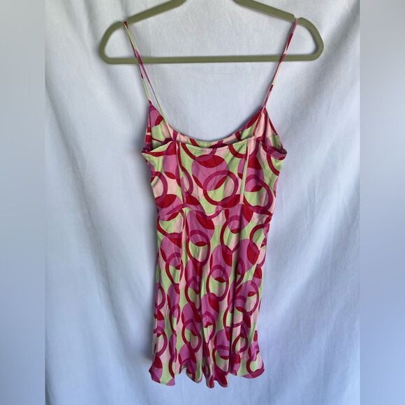 Zara Pink Green Printed Satin Effect Mini Dress Size XS NWT - Picture 10 of 11